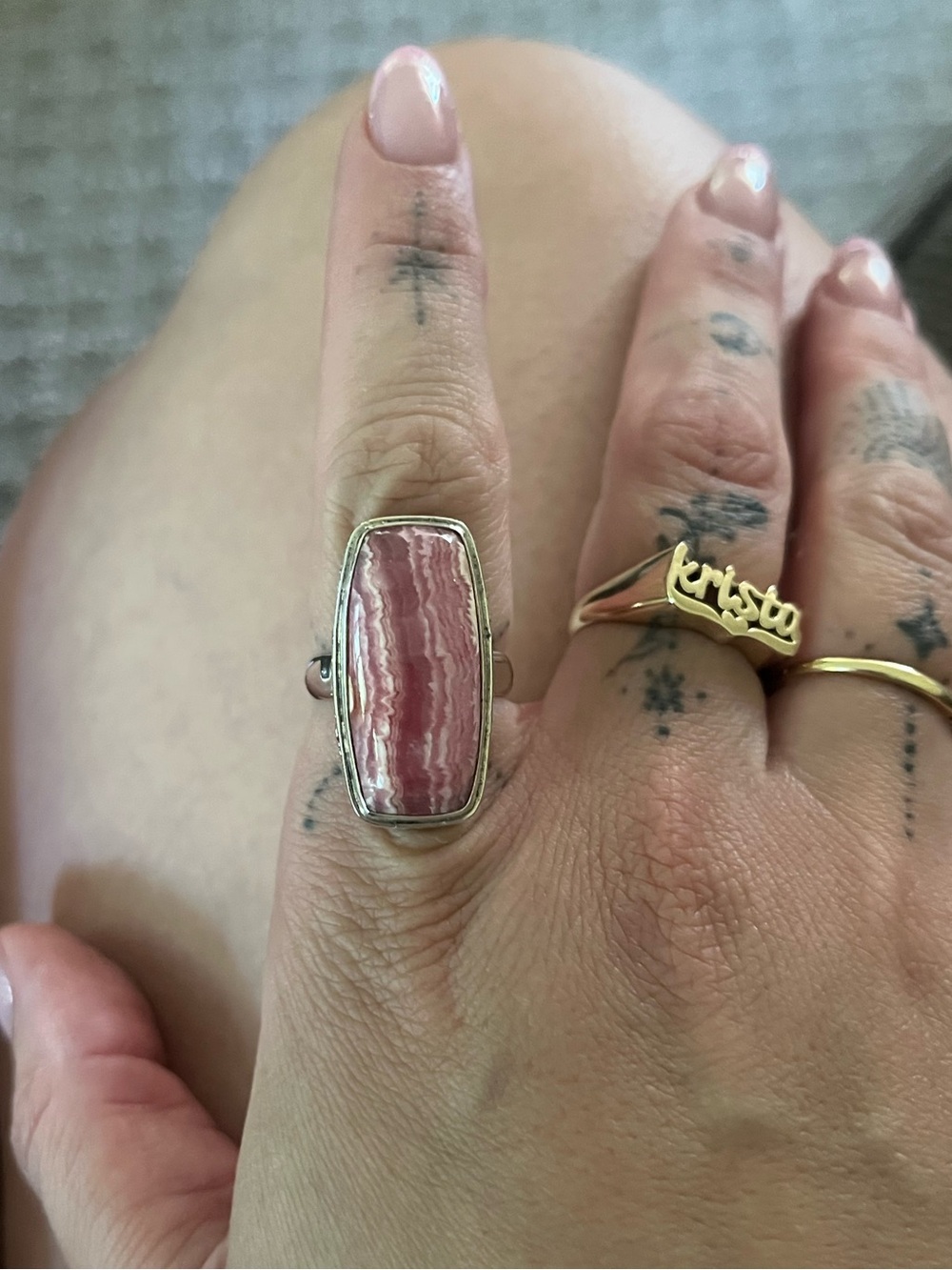 Sterling silver rhodochrosite ring - Picture 2 of 4